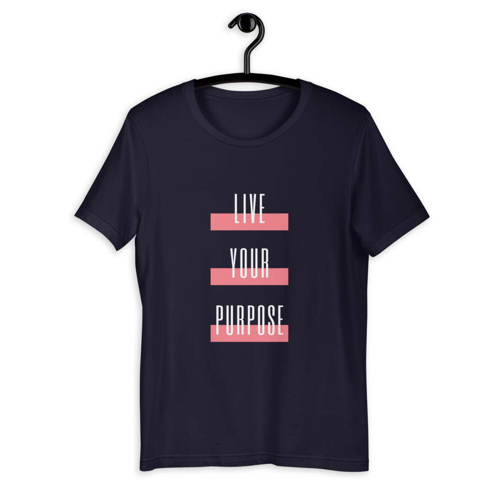 Live Your Purpose Short-Sleeve Unisex T-Shirt-Pink and Navy
