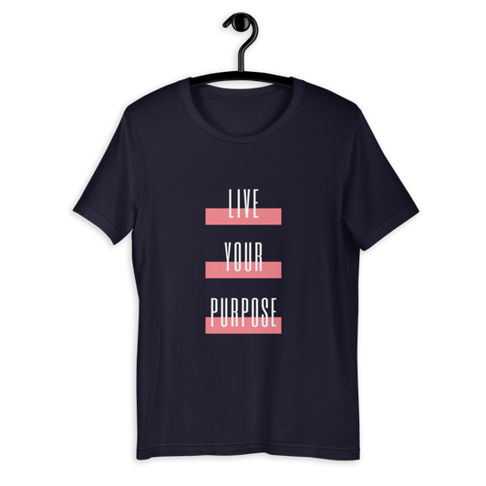 Live Your Purpose Short-Sleeve Unisex T-Shirt-Pink and Navy