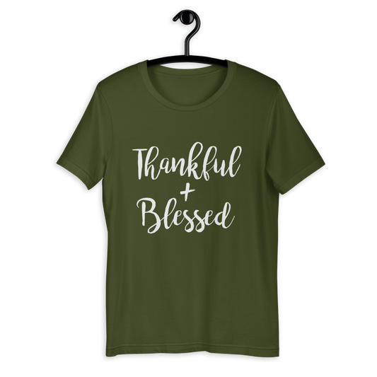 Thankful + Blessed Short-Sleeve Unisex T-Shirt